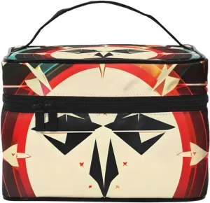 Hunting Arrows Triangles Deer Print Portable Travel Makeup Case Versatile Zipper for Makeup Bag Large Capacity Polyeste