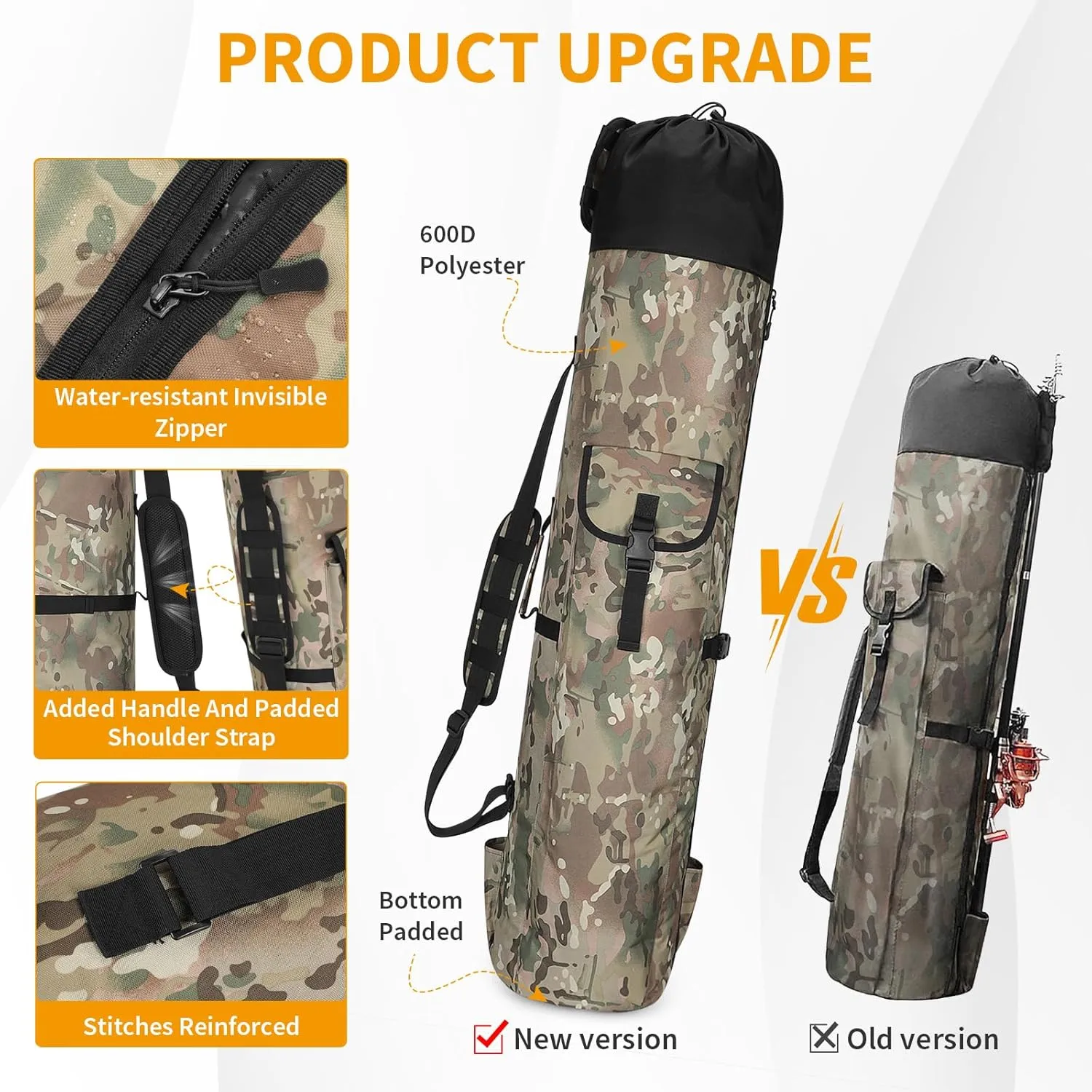 HUNTVP Fishing Rod Reel Case Bag Organizer Travel Carry Case Carrier Holder Pole Tools Storage Bags