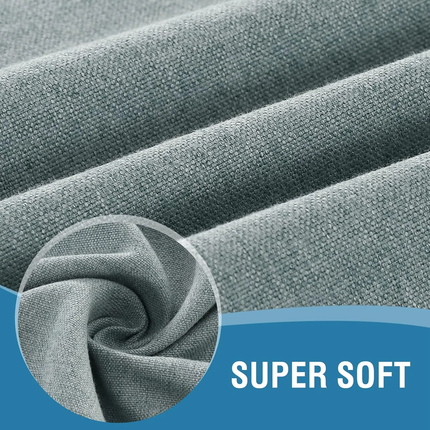 H.VERSAILTEX Linen Textured Tablecloth Square 60 x 60 Waterproof Solid Linen Woven Tablecloth Spill-Proof Linen Look Cover for Party Table Extra Soft and Thick Fabric Wrinkle Free, Heather Aqua Gray