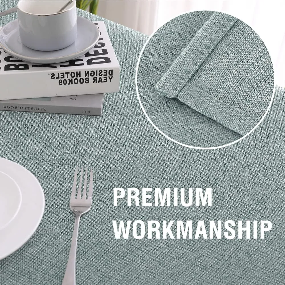 H.VERSAILTEX Linen Textured Tablecloth Square 60 x 60 Waterproof Solid Linen Woven Tablecloth Spill-Proof Linen Look Cover for Party Table Extra Soft and Thick Fabric Wrinkle Free, Heather Aqua Gray