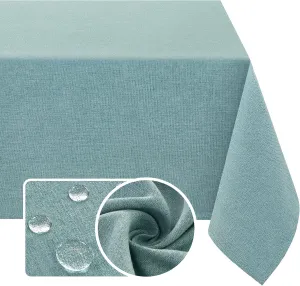H.VERSAILTEX Linen Textured Tablecloth Square 60 x 60 Waterproof Solid Linen Woven Tablecloth Spill-Proof Linen Look Cover for Party Table Extra Soft and Thick Fabric Wrinkle Free, Heather Aqua