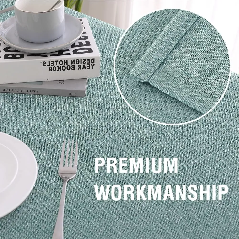 H.VERSAILTEX Linen Textured Tablecloth Square 60 x 60 Waterproof Solid Linen Woven Tablecloth Spill-Proof Linen Look Cover for Party Table Extra Soft and Thick Fabric Wrinkle Free, Heather Aqua