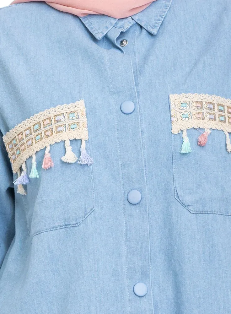 Ice Embellished Denim Shirt