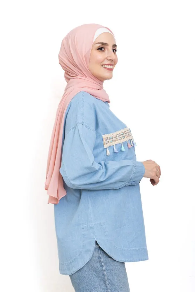 Ice Embellished Denim Shirt