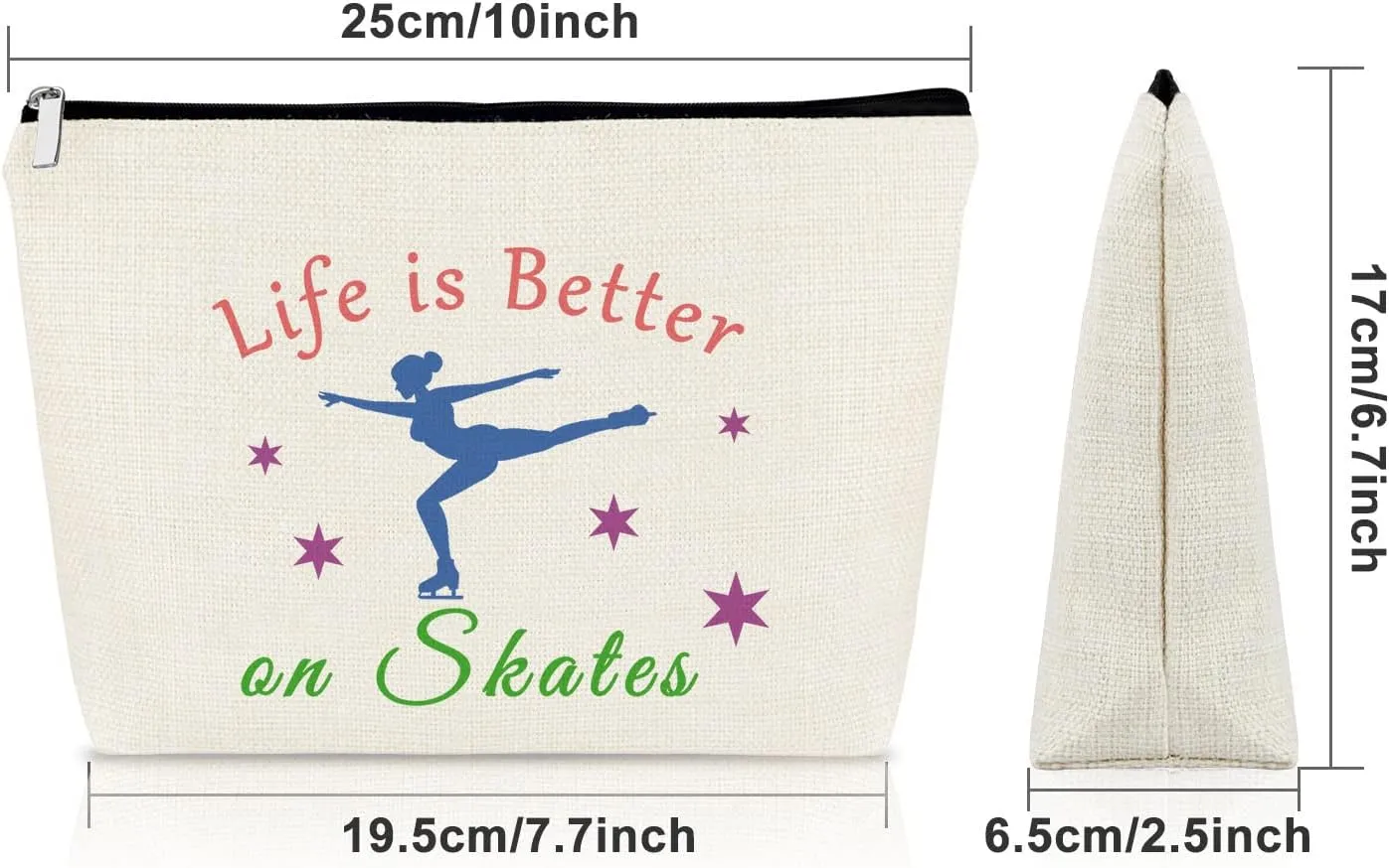 Ice Skating Gifts Makeup Bag 3PCS Inspirational Gift for Skate Lover Skating Team Gift for Girls Figure Skating Gifts Cosmetic Bag Graduation Gift for Skater Birthday Christmas Gifts for Friend