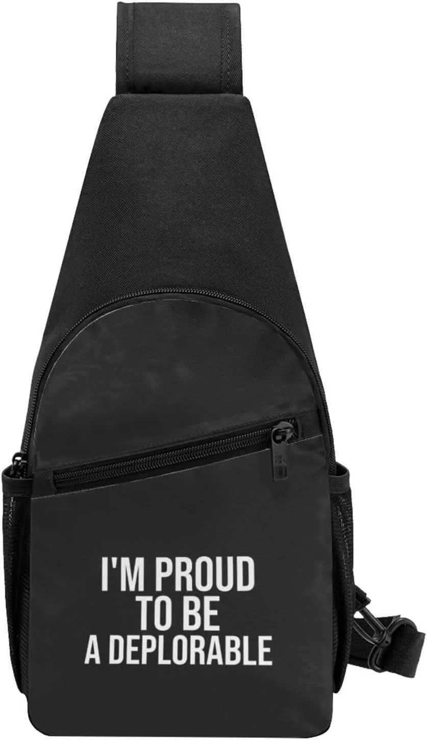 I'M Proud To Be A Deplorable Unisex Chest Bag Lightweight Crossbody Shoulder Bag Travel Pocket