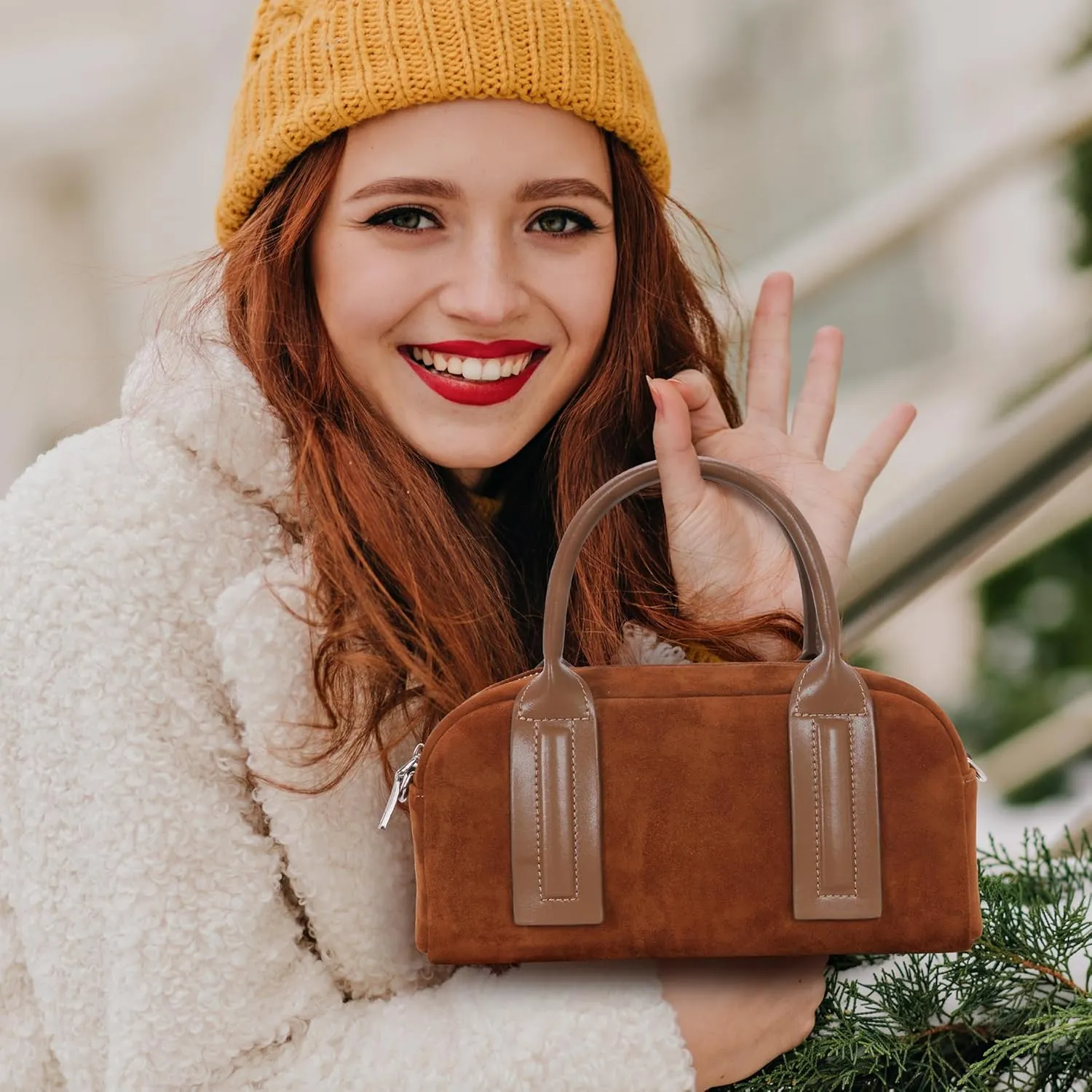 Iswee Suede Bag Designer Crossbody Bags for Women Small Shoulder Purse Ladies Handbags Travel Work Bag