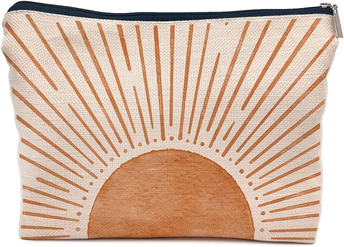 IWXYI Boho Cosmetic Bag,Mid-Century Boho Sunshine Women's Makeup Bag Case Bags Zipper Pouch Travel Toiletry Gifts For Women Teenage Girls