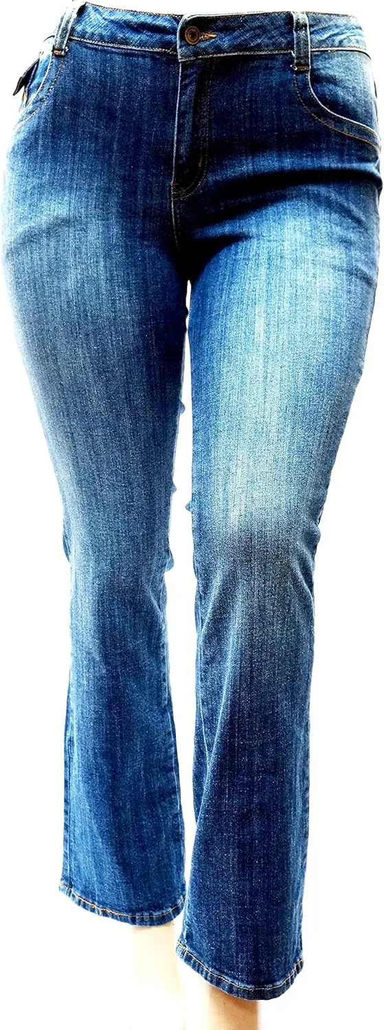 Jack David Y&F Womens Plus Size Curvy Stretch Relaxed Fit Straight/Skinny/Bootcut Denim Jeans Pants