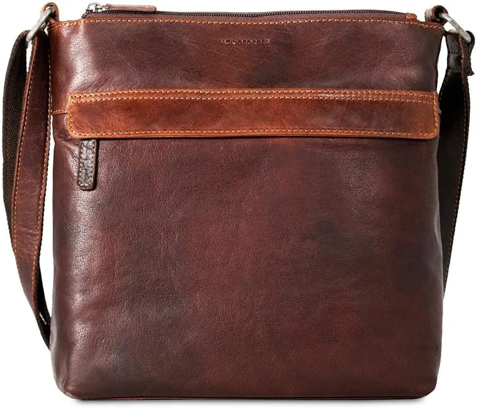 Jack Georges Voyager Zippered Crossbody Hobo #7832 (Brown)