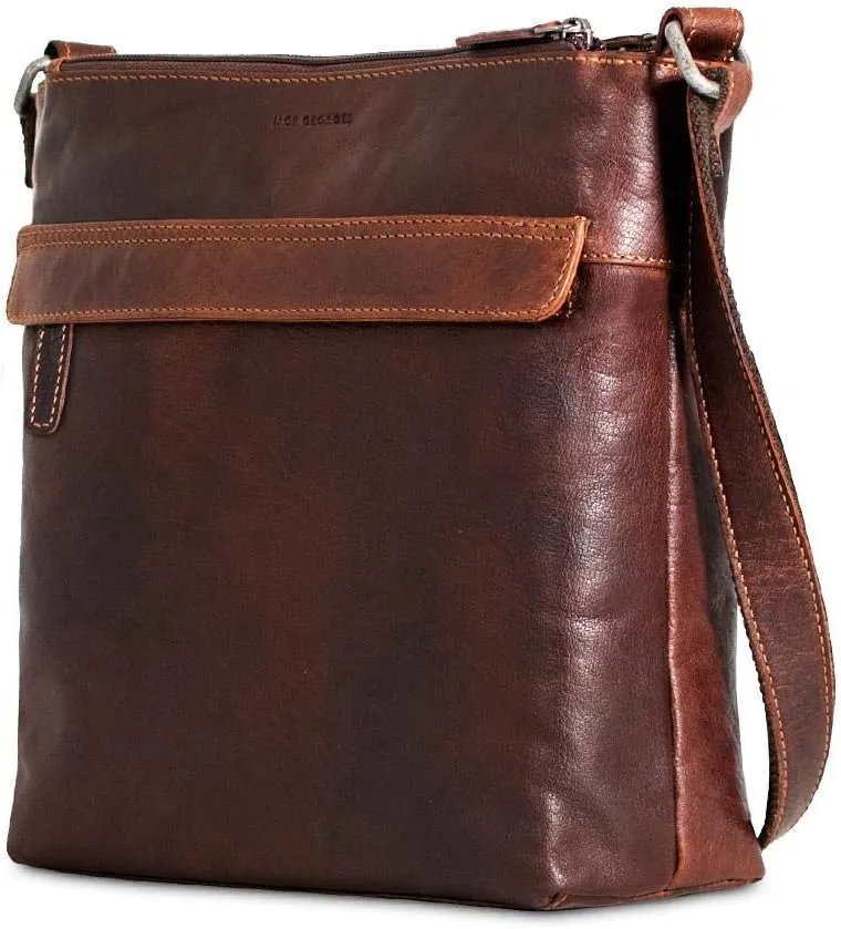 Jack Georges Voyager Zippered Crossbody Hobo #7832 (Brown)