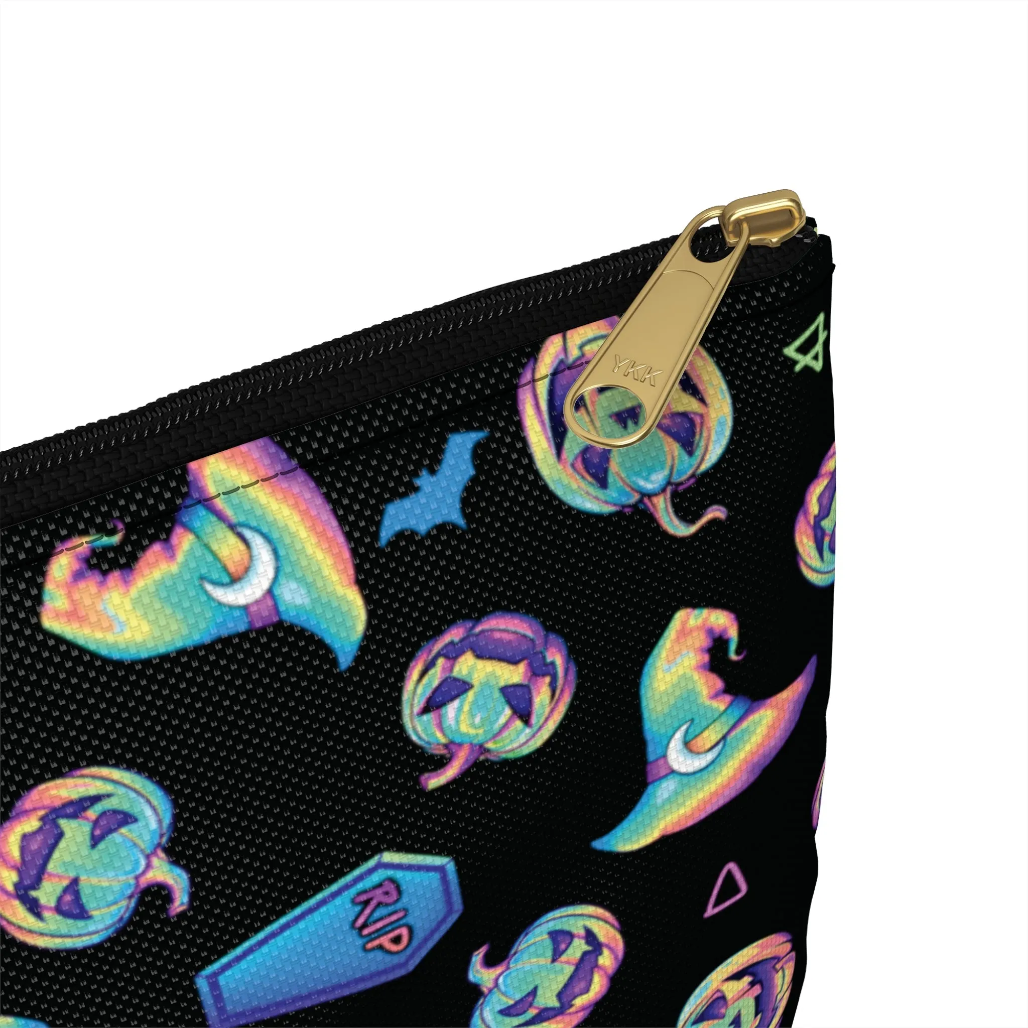 Jack-o’-Lanterns, Bats & Witch Hats Accessory Pouch - Black