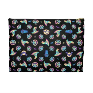 Jack-o’-Lanterns, Bats & Witch Hats Accessory Pouch - Black
