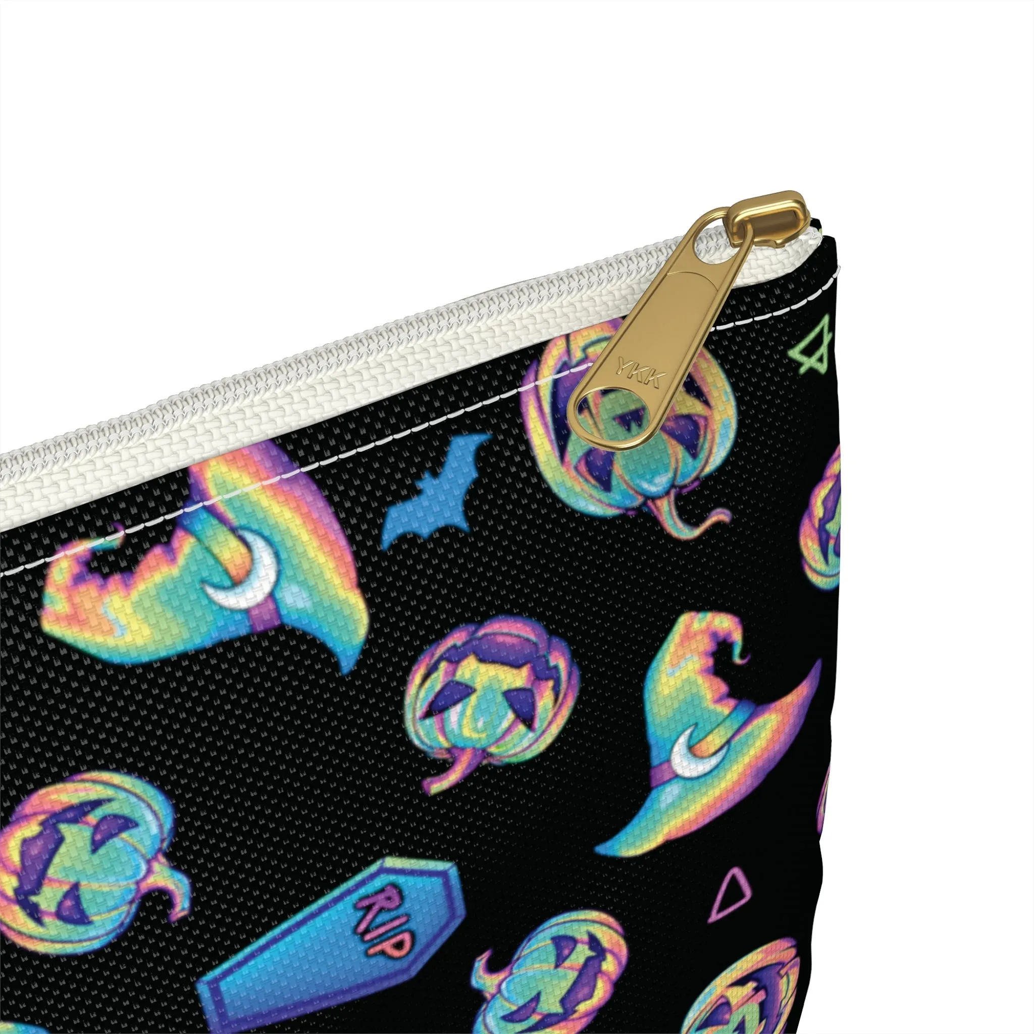 Jack-o’-Lanterns, Bats & Witch Hats Accessory Pouch - Black