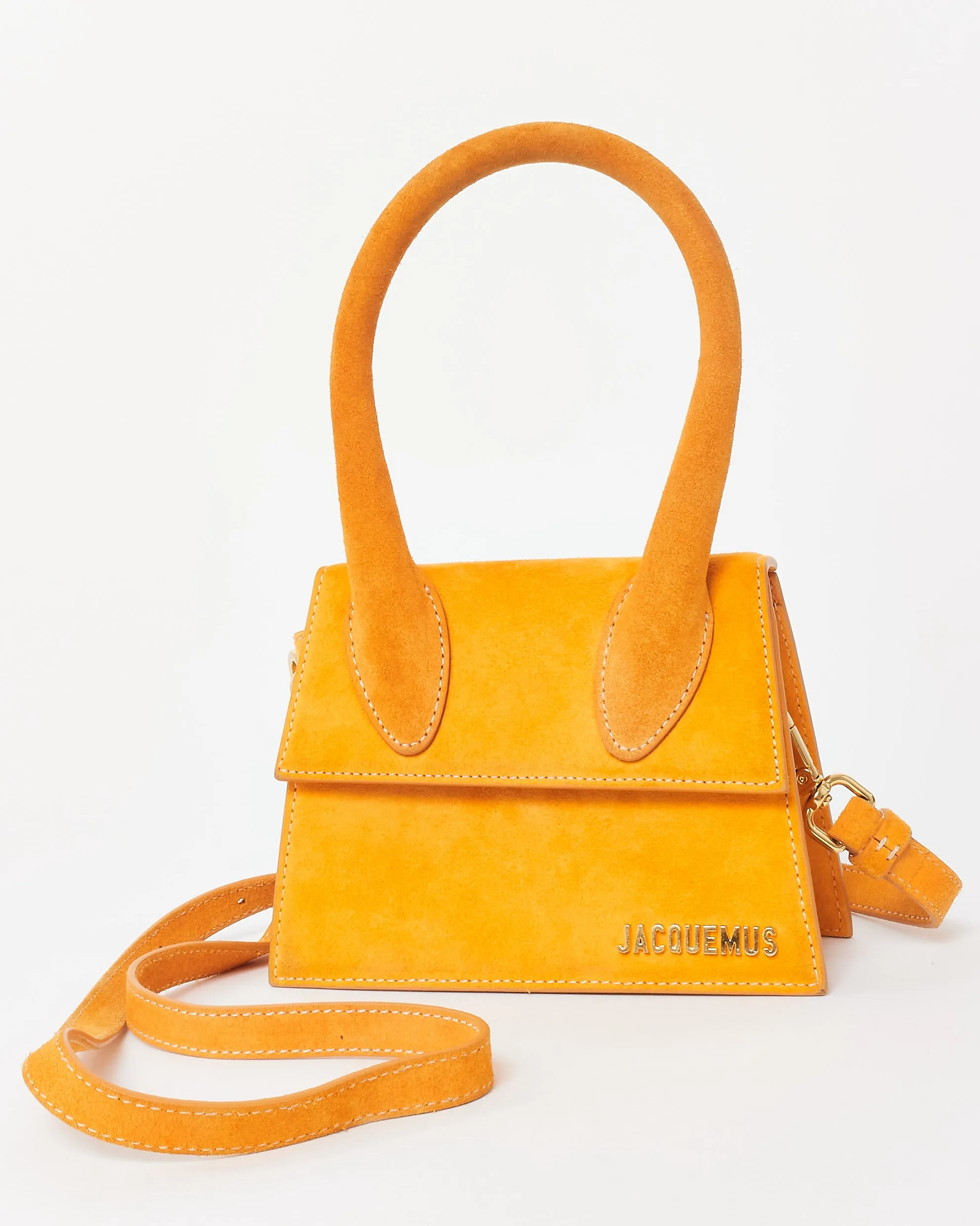 Jacquemus Orange Tan Suede Moyen Le Chiquito Crossbody Bag