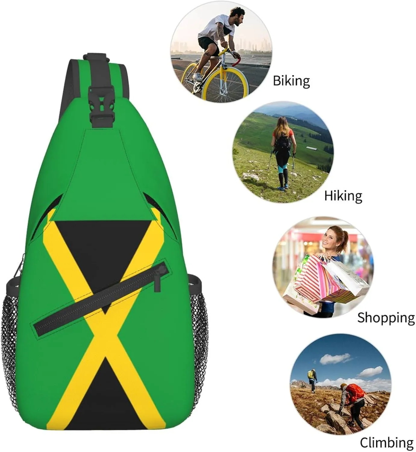 Jamaica Crossbody Bag Jamaica Flag Shoulder Bag Backpack Jamaican Sling Bag Jamaican Chest Casual Daypack Bag