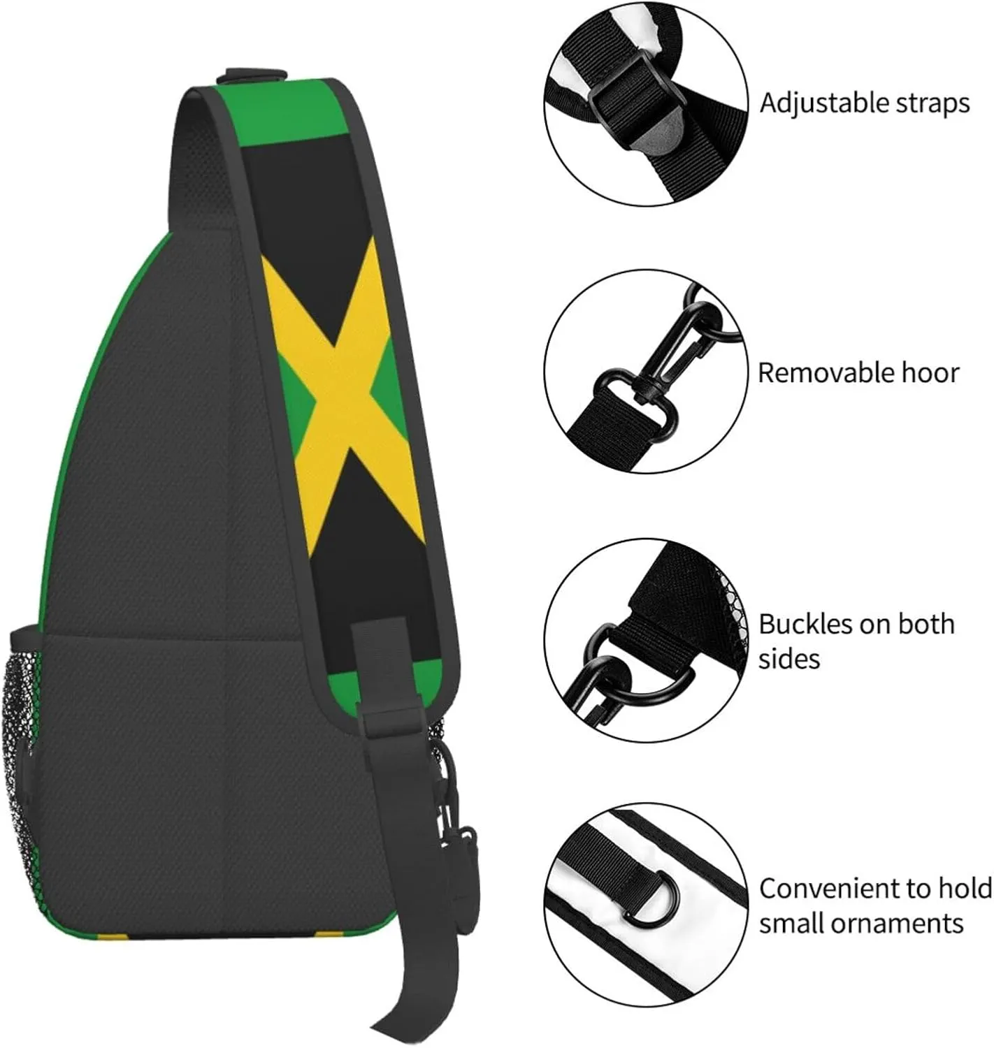 Jamaica Crossbody Bag Jamaica Flag Shoulder Bag Backpack Jamaican Sling Bag Jamaican Chest Casual Daypack Bag
