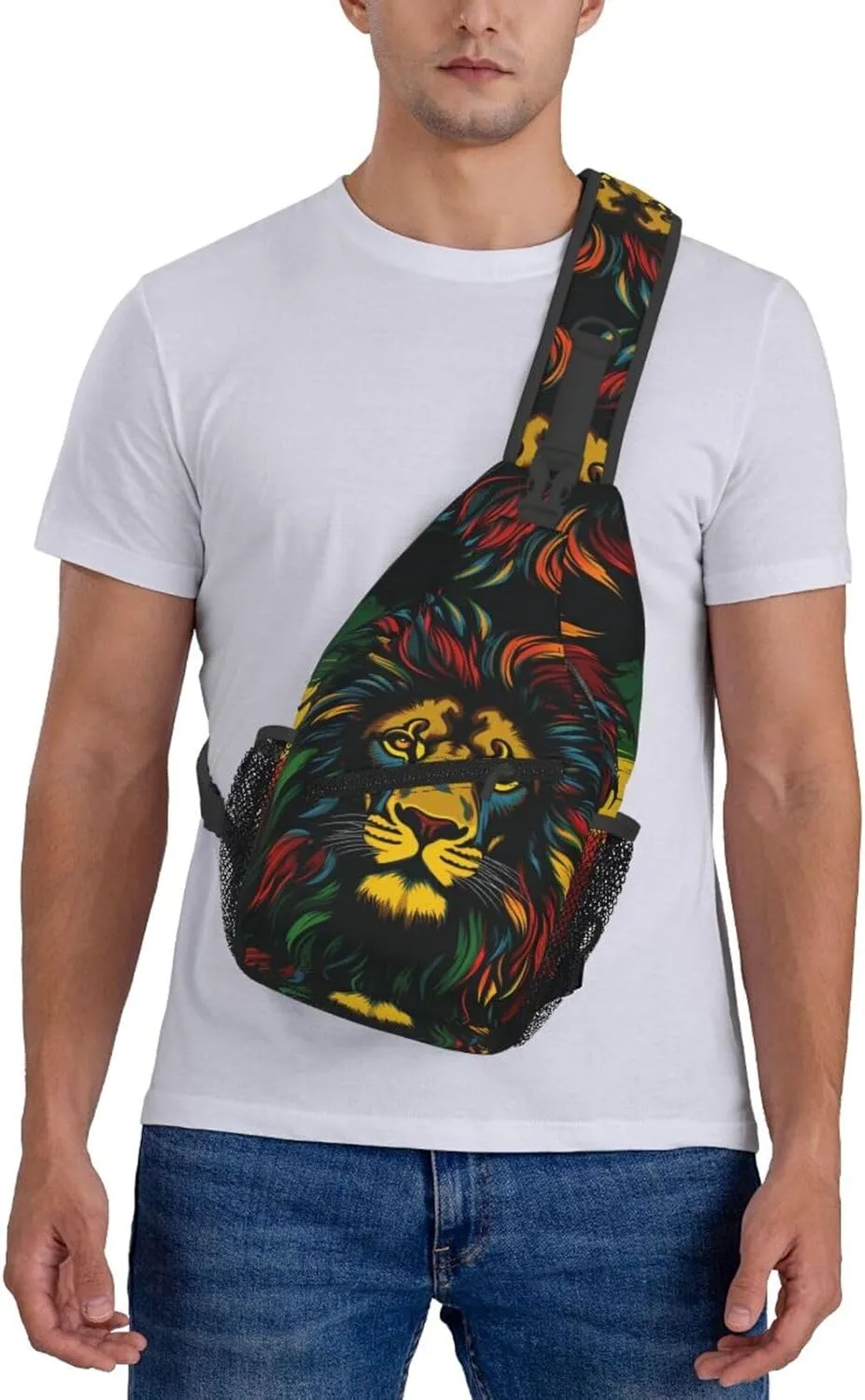 Jamaica Reggae Music Lion Outdoor Crossbody Shoulder Bag For Unisex Young Adult Hiking Bicycling