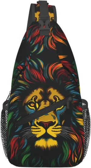 Jamaica Reggae Music Lion Outdoor Crossbody Shoulder Bag For Unisex Young Adult Hiking Bicycling