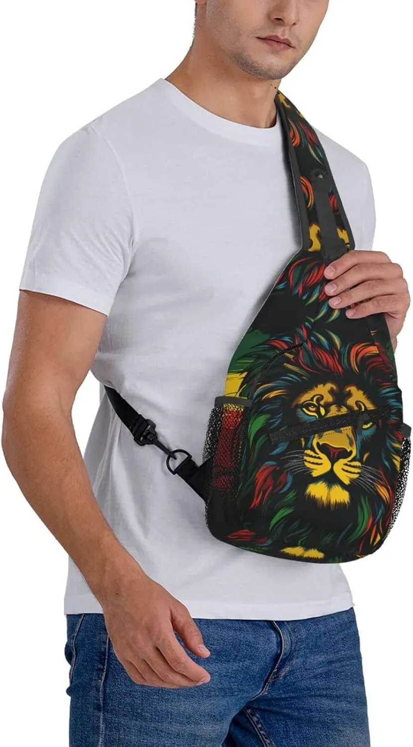 Jamaica Reggae Music Lion Outdoor Crossbody Shoulder Bag For Unisex Young Adult Hiking Bicycling