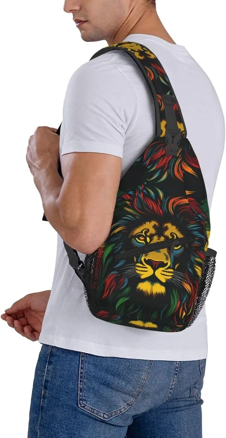 Jamaica Reggae Music Lion Outdoor Crossbody Shoulder Bag For Unisex Young Adult Hiking Bicycling