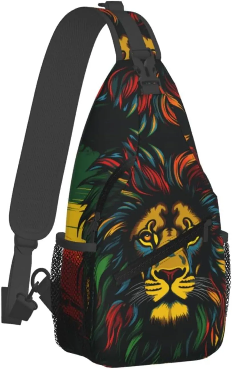 Jamaica Reggae Music Lion Outdoor Crossbody Shoulder Bag For Unisex Young Adult Hiking Bicycling