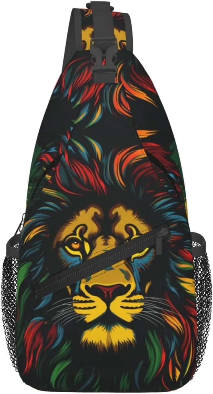 Jamaica Reggae Music Lion Outdoor Crossbody Shoulder Bag For Unisex Young Adult Hiking Bicycling