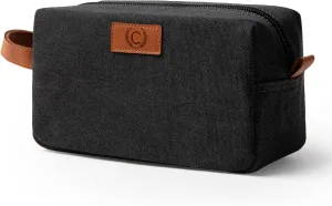 Janhavi Personalized Toiletry Bag for Men, Beach Vacation Travel Essentials, Waterproof Toiletry Bag with Hook, Laser Engraved Initials & Wheat Ear,Gifts For Him, Gifts For Husband(Dark Grey C)