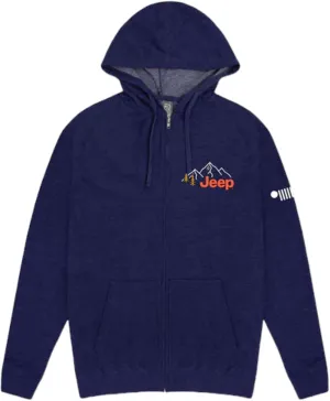 Jeep Full-Zip Hoodie Never Stop Exploring Logo Hooded Sweatshirt - Denim Blue