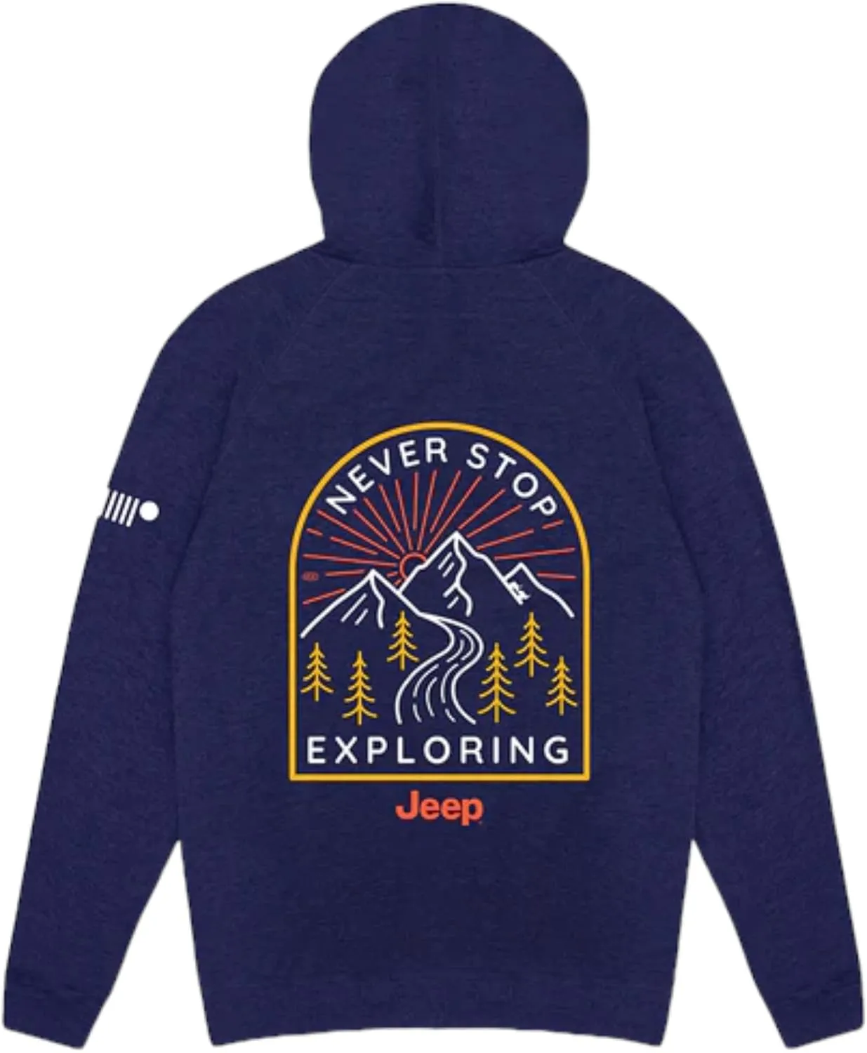 Jeep Full-Zip Hoodie Never Stop Exploring Logo Hooded Sweatshirt - Denim Blue