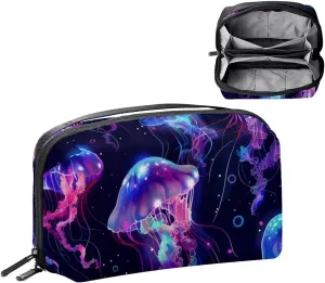Jellyfish Swimming Undersea Pattern Electronics Organizer, Cord Cable Storage Bag Waterproof for Home Travelling, Electronic Accessories Case for Charge Mouse USB SD Card Hard Drives