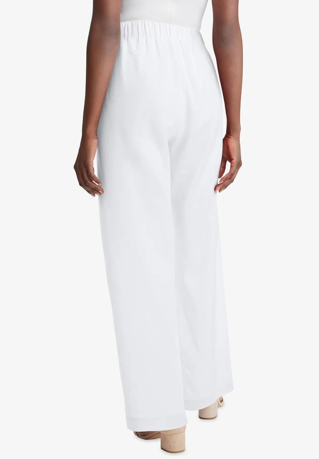 Jessica London Women's Plus Size Linen Wide Leg Sailor Pant