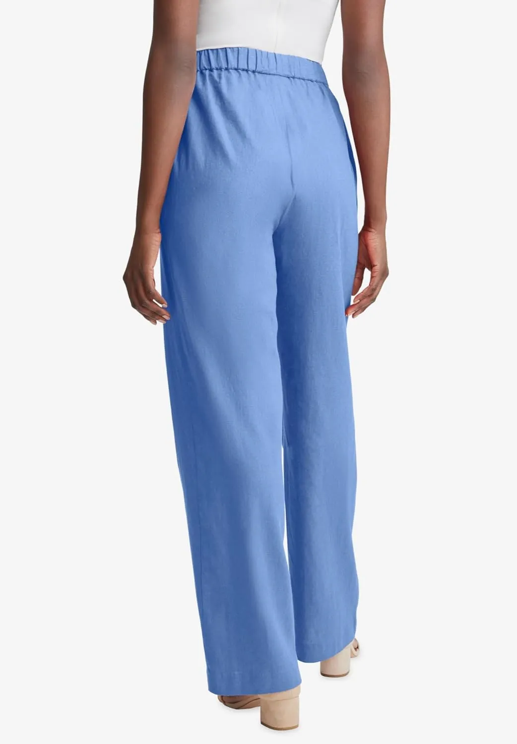 Jessica London Women's Plus Size Linen Wide Leg Sailor Pant