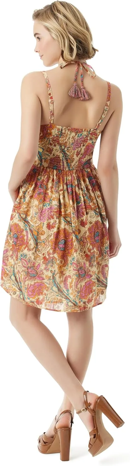 Jessica Simpson Women's Alana Fully Lined Halter Midi Dress with Pockets Standard