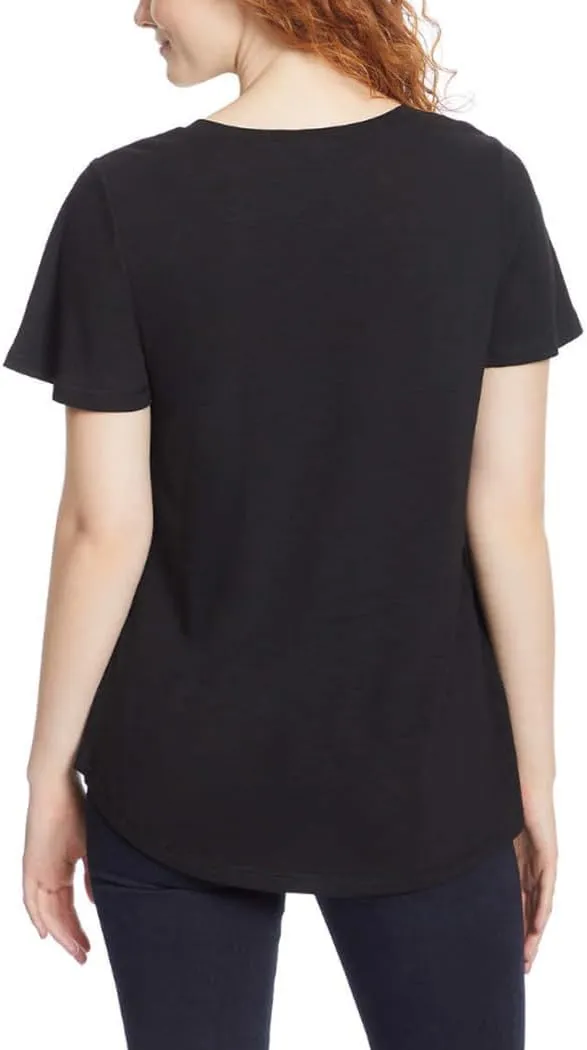 Jessica Simpson Women's Carly Flutter Short Sleeve Tee Shirt