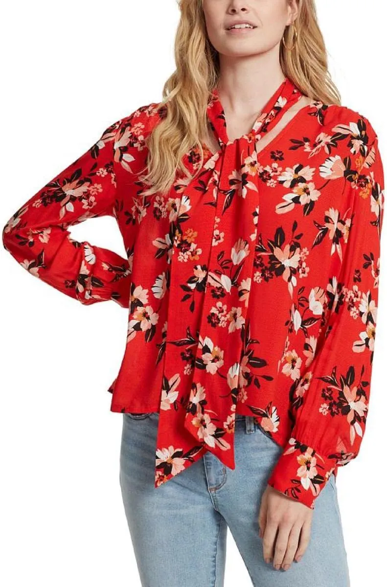 Jessica Simpson Women's Dazed Neck Tie Long Sleeve Twilly Blouse