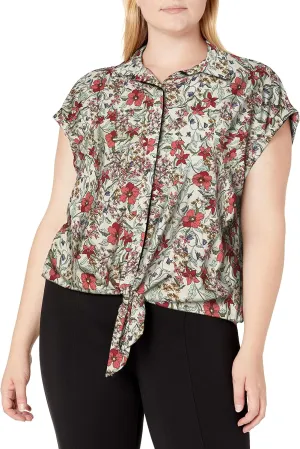 Jessica Simpson Women's Robyn Tie Front Button Down Shirt