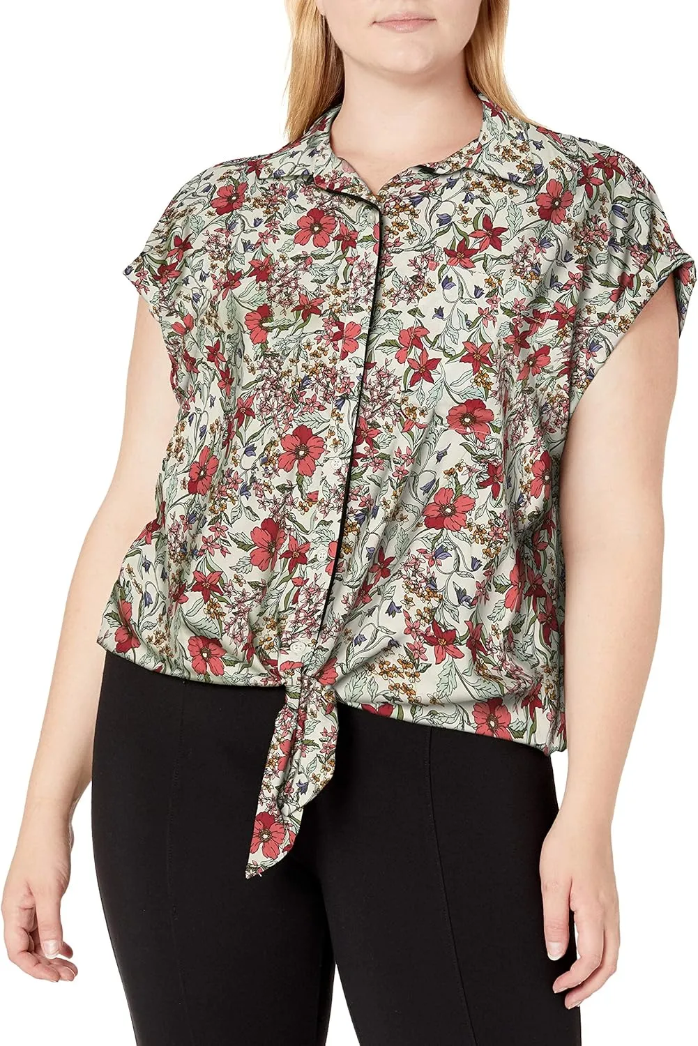 Jessica Simpson Women's Robyn Tie Front Button Down Shirt