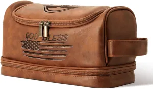 Jesus Leather Toiletry Bags for Men, Anniversary Fathers Day Birthday Personalized Gifts for Men Boyfriend Dad Husband, God is Greater Than The Highs and Lows Toiletry Travel Bags for Bathroom Travel
