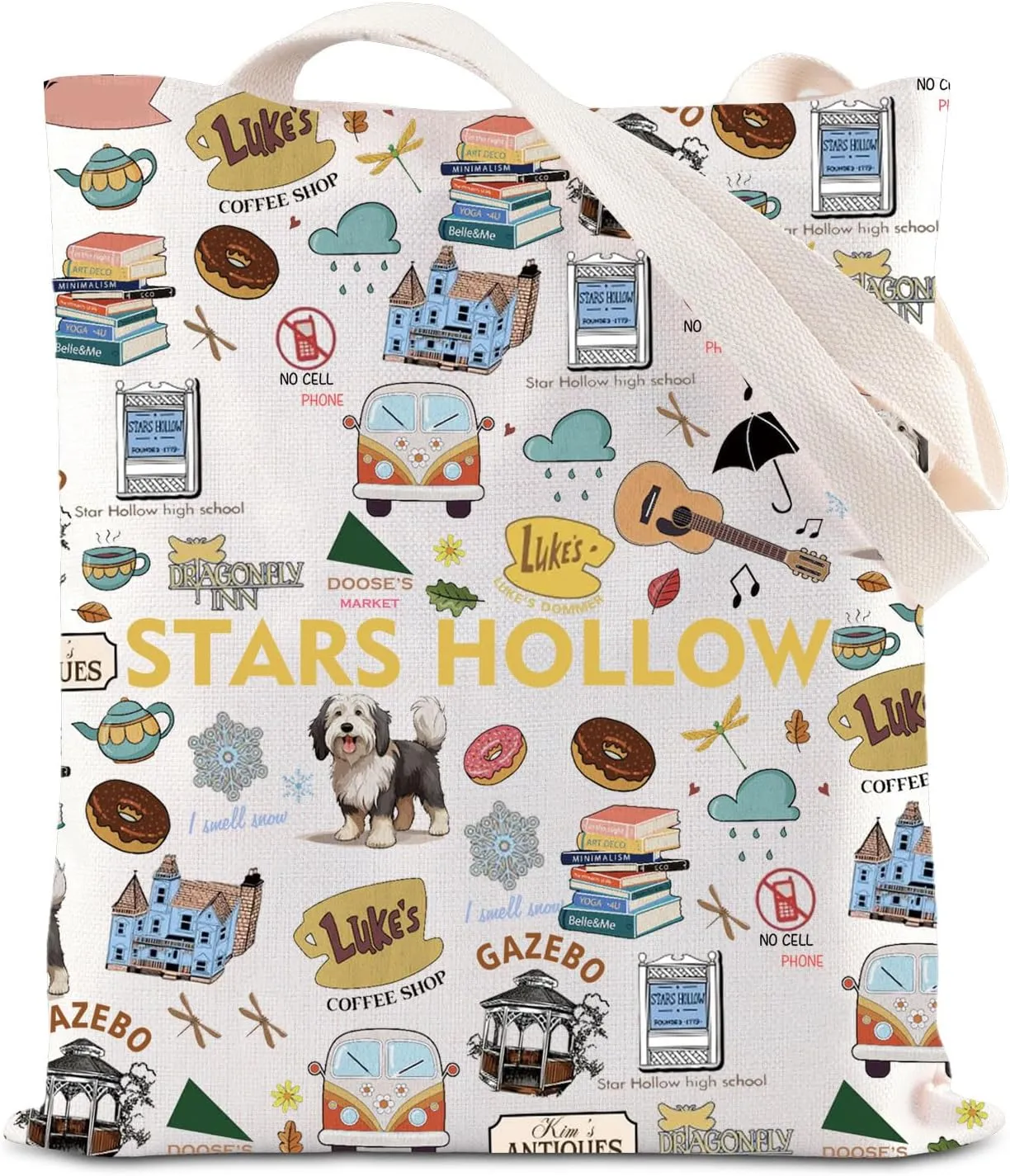 JNIAP Gilm-re Tv Show Inspired Tote Bag Stars Hollow Grocery Bag Gilmore Festival Gifts