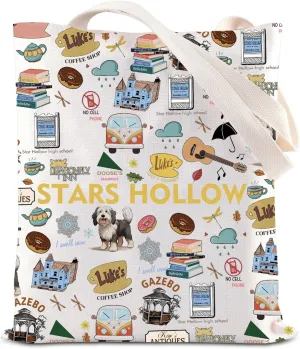 JNIAP Gilm-re Tv Show Inspired Tote Bag Stars Hollow Grocery Bag Gilmore Festival Gifts