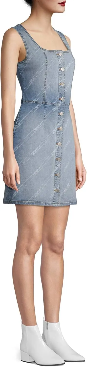 Jordache Vintage Women's Kelly Jumper Dress (Light Wash Denim Logo)