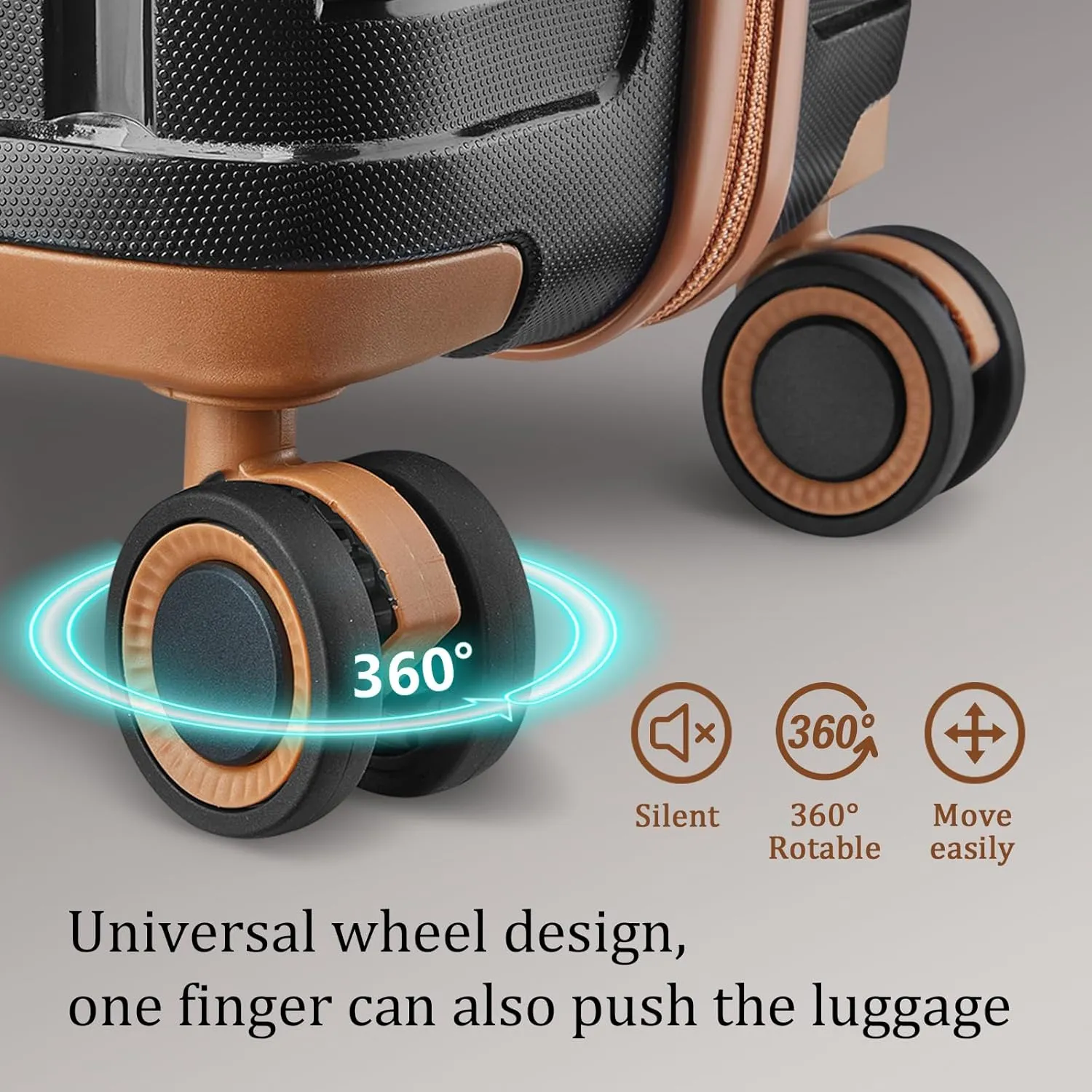 Joyway Luggage Sets 2 Piece PP Hardshell Carry on Suitcase and Checked Luggage, Travel Lightweight Suitcase Set with Double Spinner Wheels and TSA Lock (Black Brown, 20 28 inch)