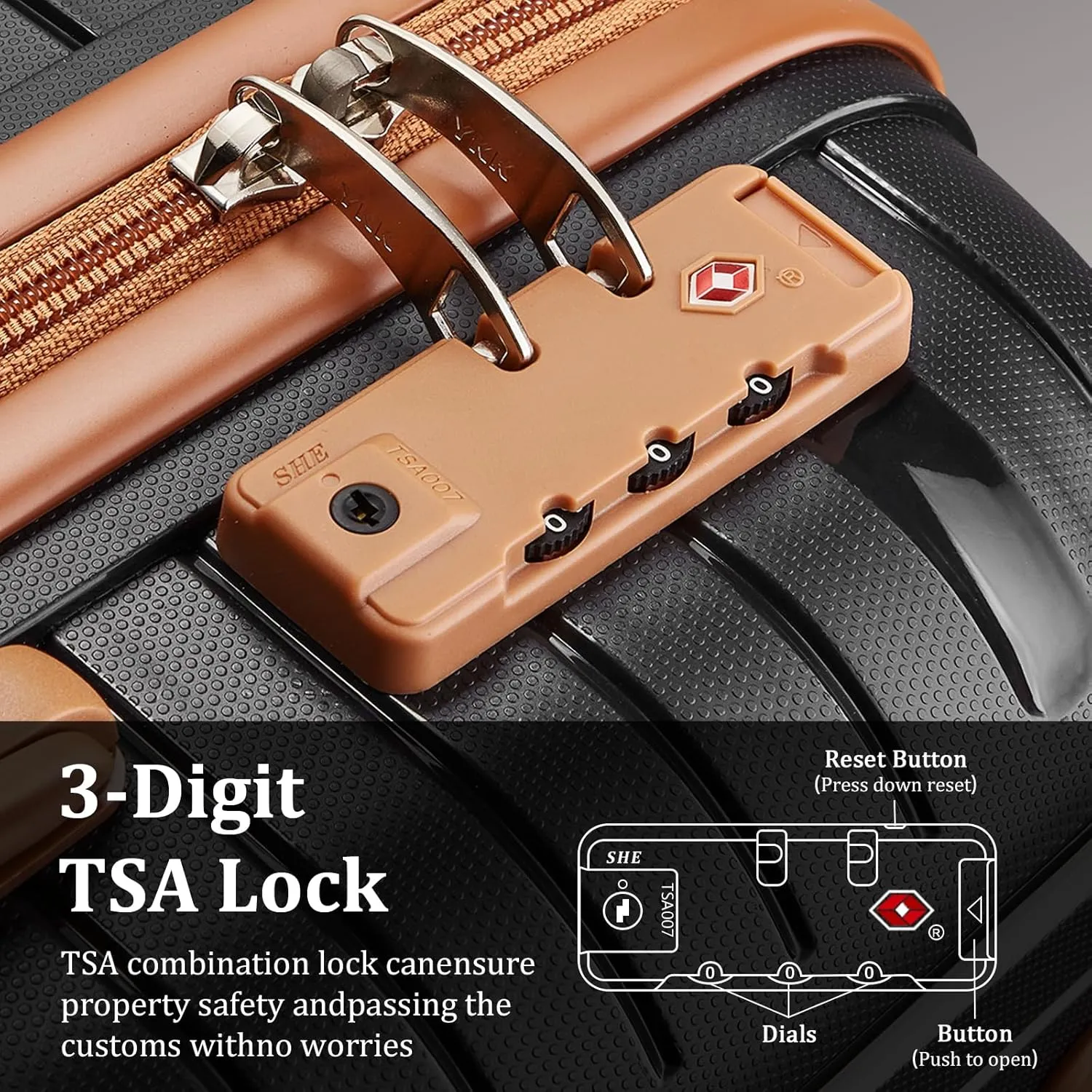 Joyway Luggage Sets 2 Piece PP Hardshell Carry on Suitcase and Checked Luggage, Travel Lightweight Suitcase Set with Double Spinner Wheels and TSA Lock (Black Brown, 20 28 inch)