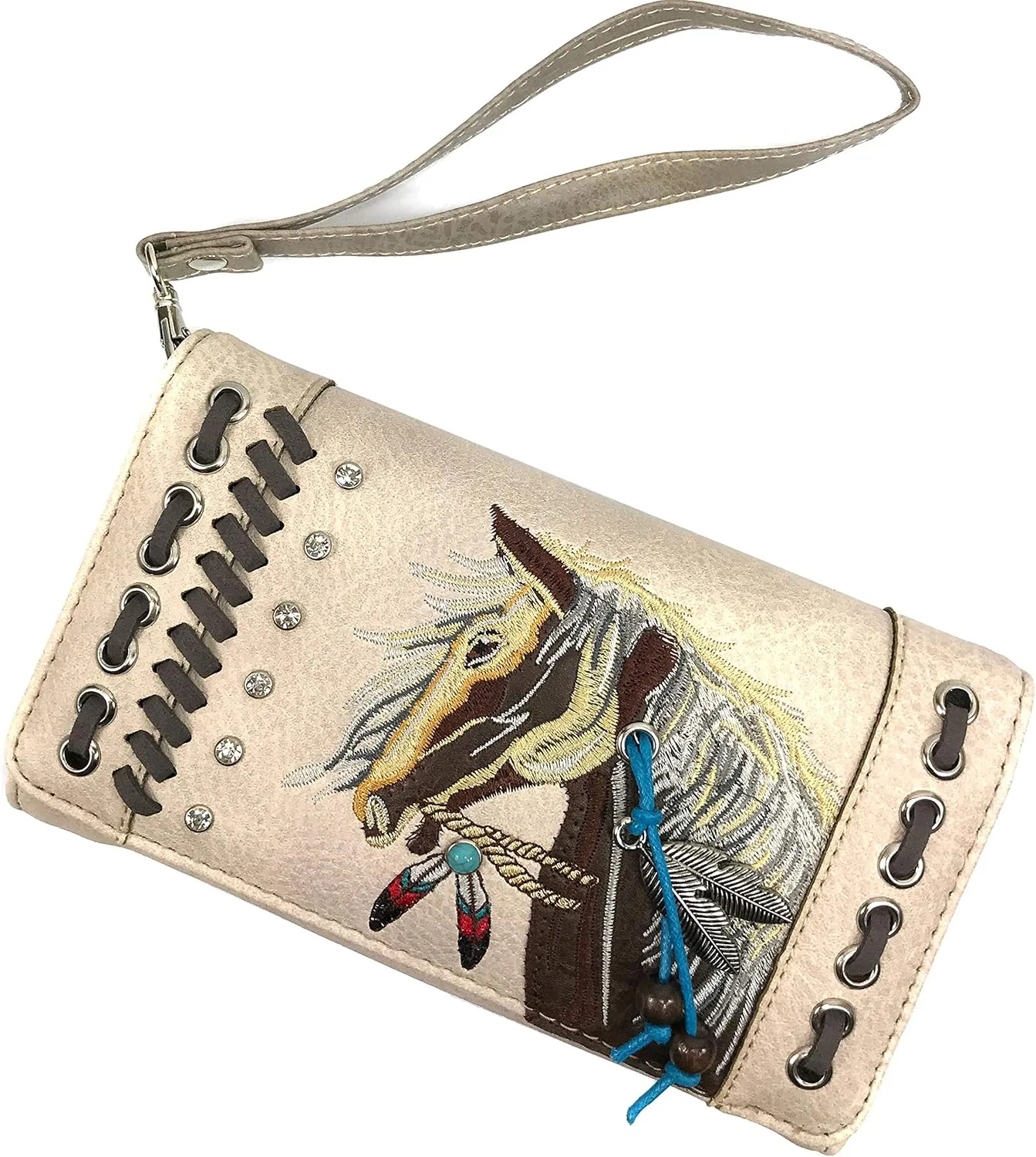 Justin West Dales Pony Horse Embroidery Mane Western Country Women's Crossbody Wallet