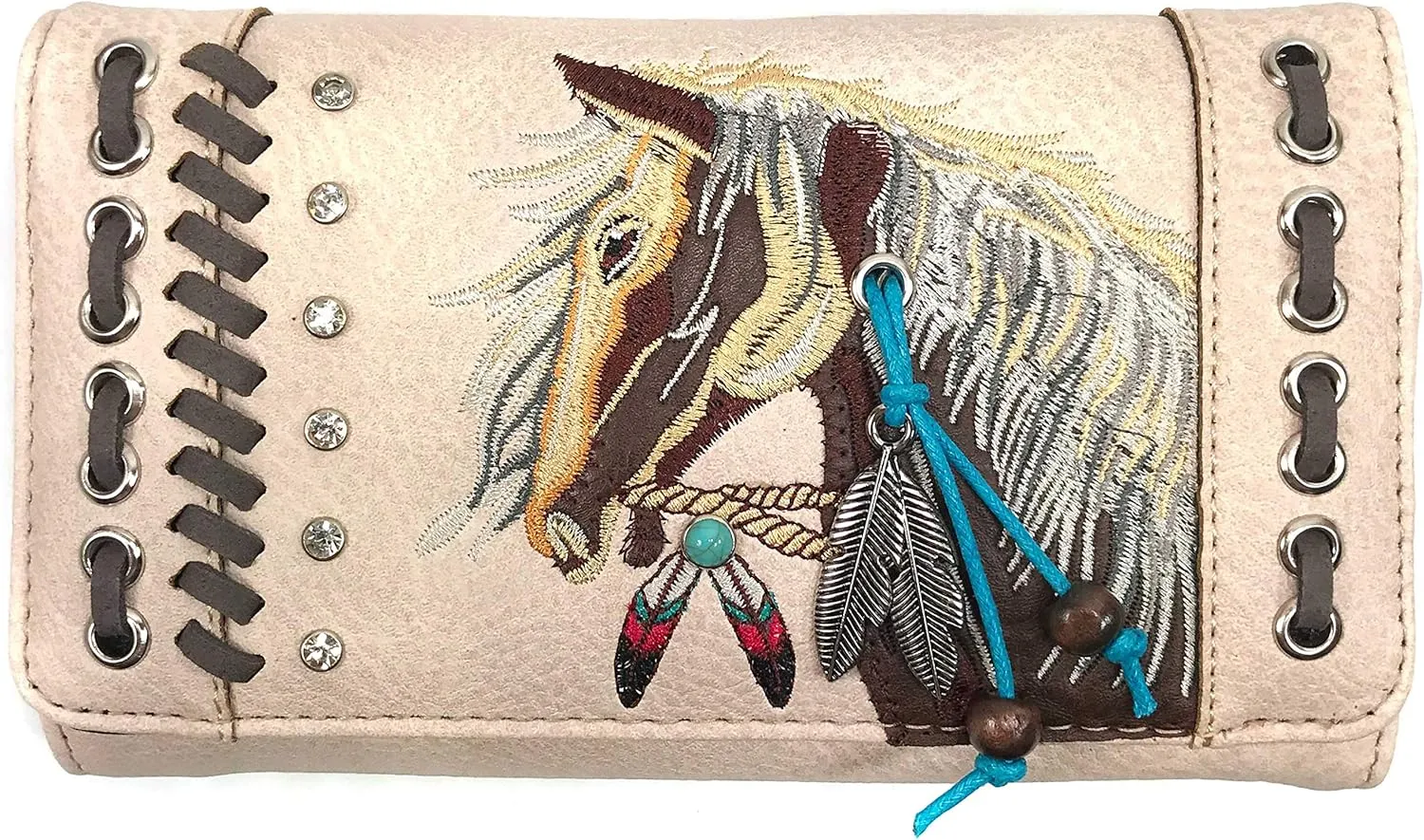 Justin West Dales Pony Horse Embroidery Mane Western Country Women's Crossbody Wallet