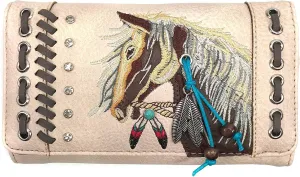 Justin West Dales Pony Horse Embroidery Mane Western Country Women's Crossbody Wallet