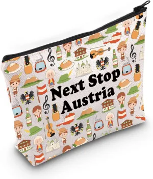 JXGZSO ‌Austria Landmarks Gift Next Stop ‌Austria Makeup Bag Vienna Travel Lover Gift ‌Austria Vacation Cosmetic Bag Tourist gift