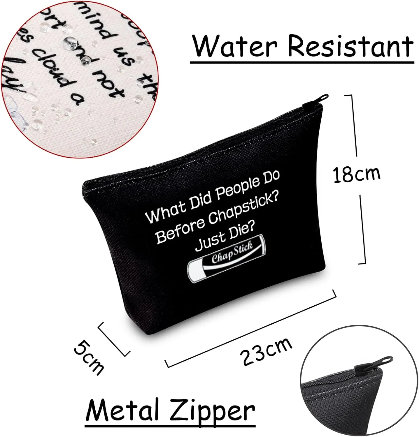 JXGZSO Chapstick Lover Gift What Did People Do Before Chapstick Cosmetic Bag Lip Pomade Pouch Bag Lip Themed Gifts (Chapstick black)