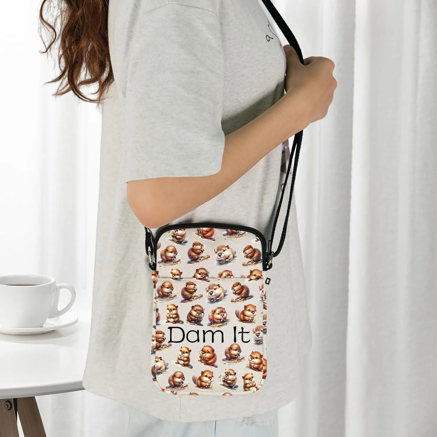 JXGZSO Funny Beaver Cosmetic Bag Beaver Lover Gift Rodent Beaver Dam It Makeup Pouch Bag